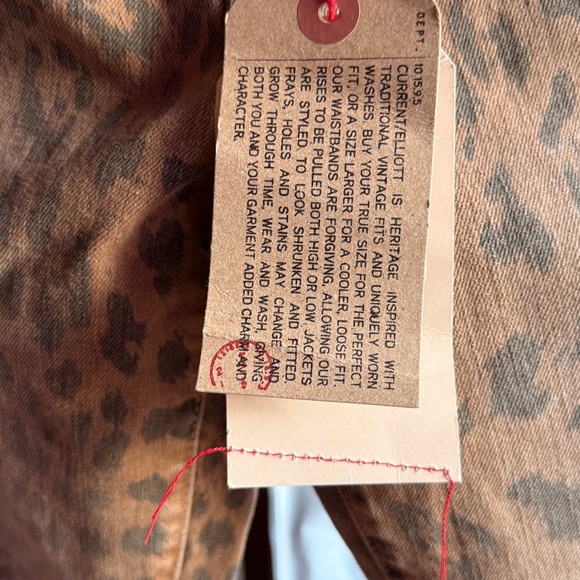 Current/Elliott Stiletto Leopard Print Skinny Jeans Size 25 NWT Camel Animal - Picture 9 of 9